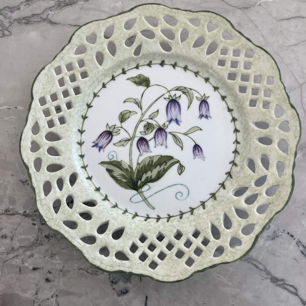 Fern Mist by Suzanne Nicoll Andrea by Sadek Decorative Floral Dish Reticulated